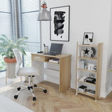 Combo Escritorio y Biblioteca Rovere y Blanco 40x100.8cm Con Un Cajón y con Organizador de Libros - Escritorios y Archivadores | Bylmo