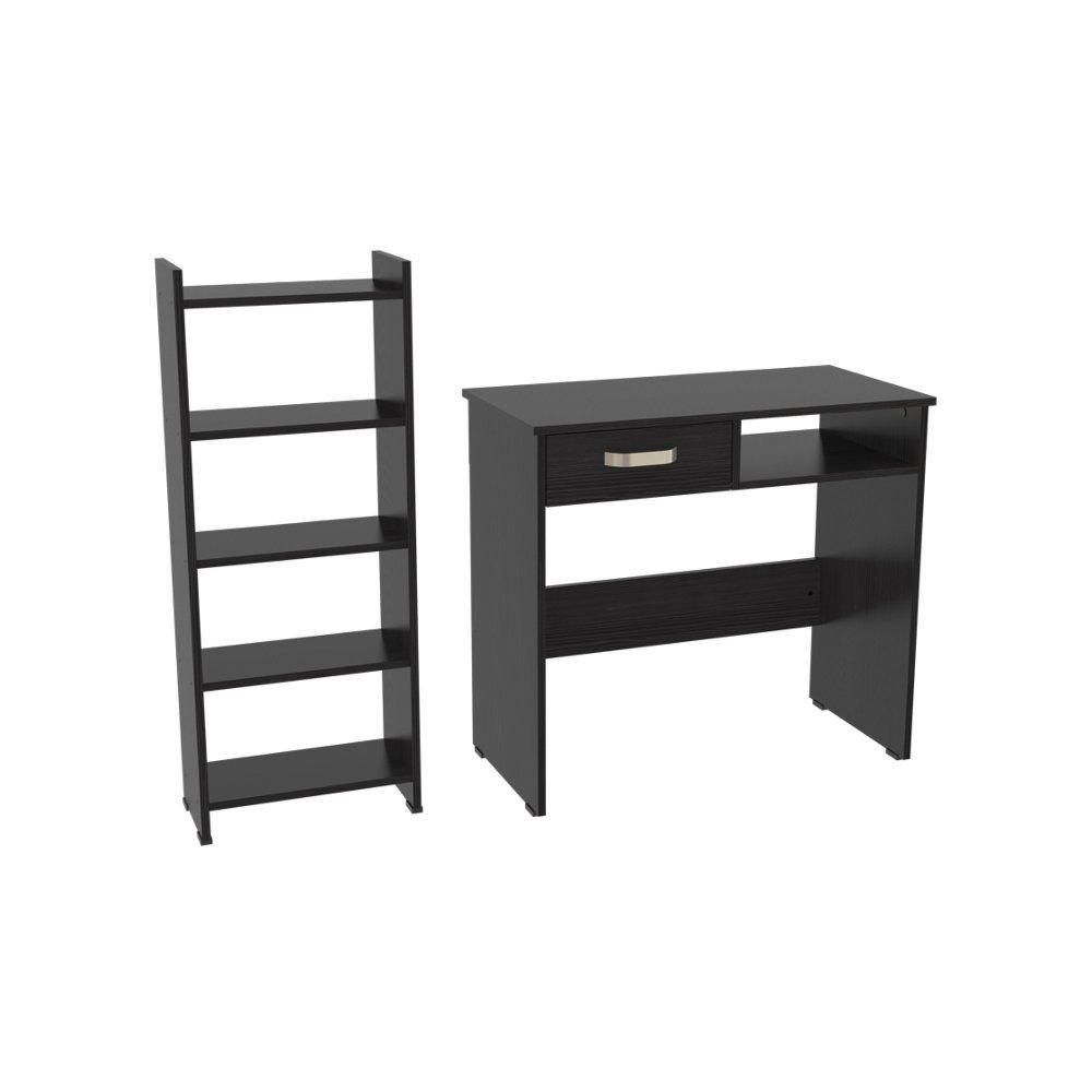 Combo Escritorio y Biblioteca Aplaus Wengue 40x100.8cm Con Un Cajón y con Organizador de Libros - Escritorios y Archivadores | Bylmo