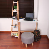 Combo Escritorio, Biblioteca Esquinera y Puff Pino 75 cm Minimalista - Escritorios y Archivadores | Bylmo
