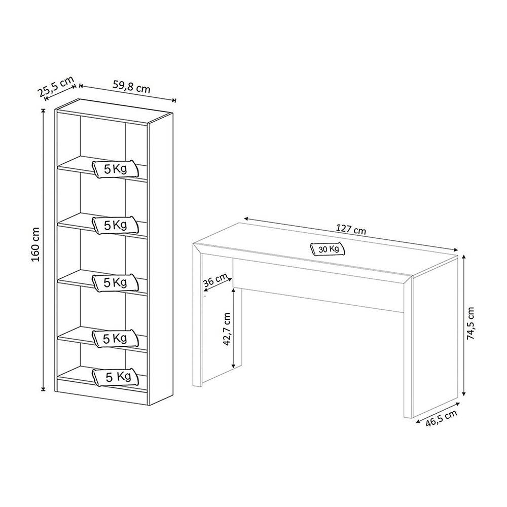 Combo Escritorio y Biblioteca Mikonos Blanco 127 cm Minimalista con Entrepaños - Escritorios y Archivadores | Bylmo