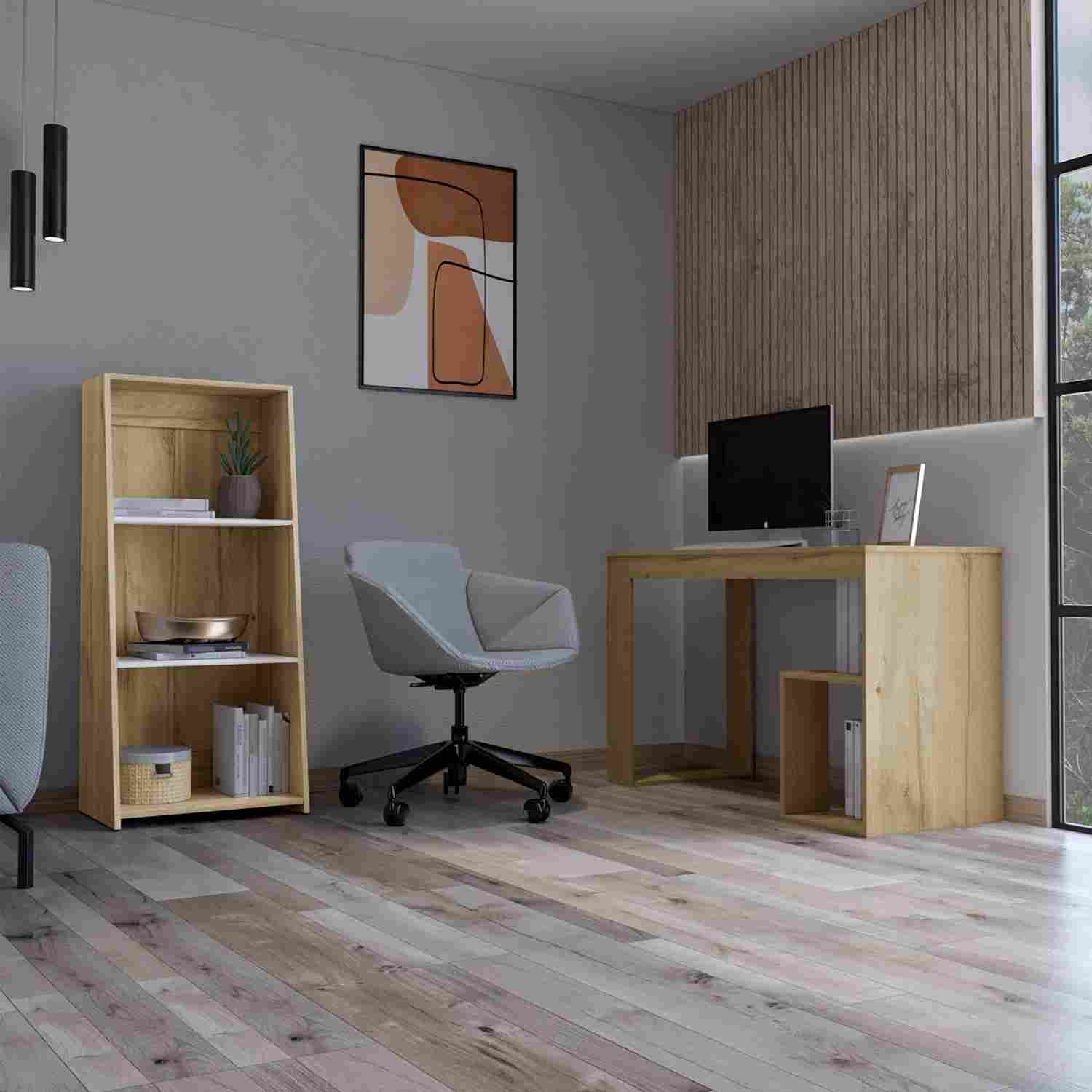 Combo Escritorio y Biblioteca Astana Duna 120 cm Minimalista con Entrepaños - Combos Oficina | Bylmo