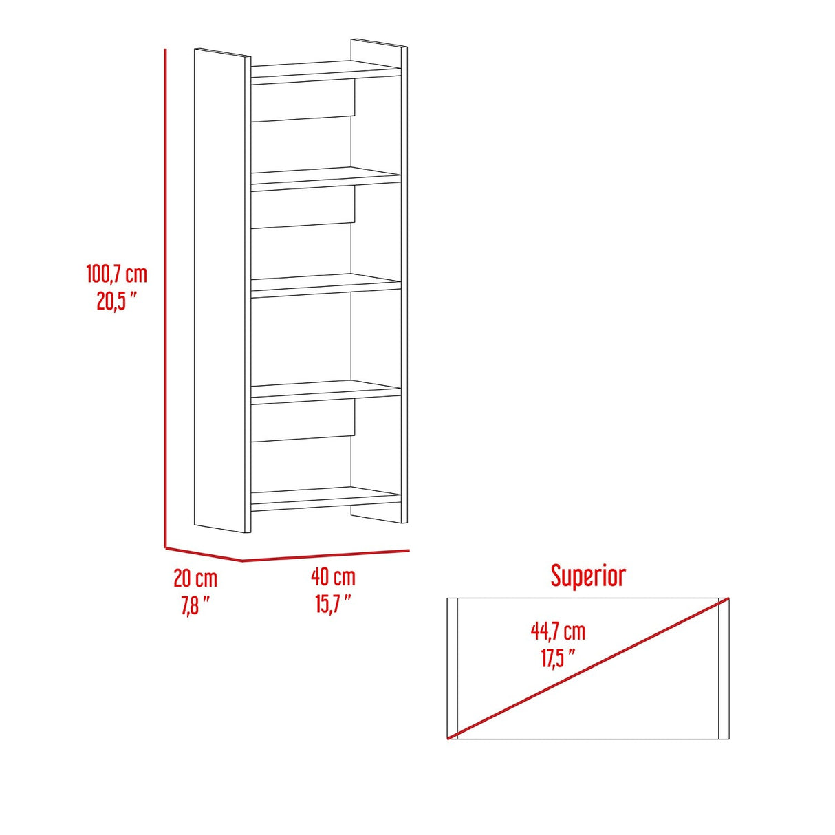 Combo Escritorio y Biblioteca Vizcaya Wengue 80 cm con un Cajón y Entrepaños - Combos Oficina | Bylmo