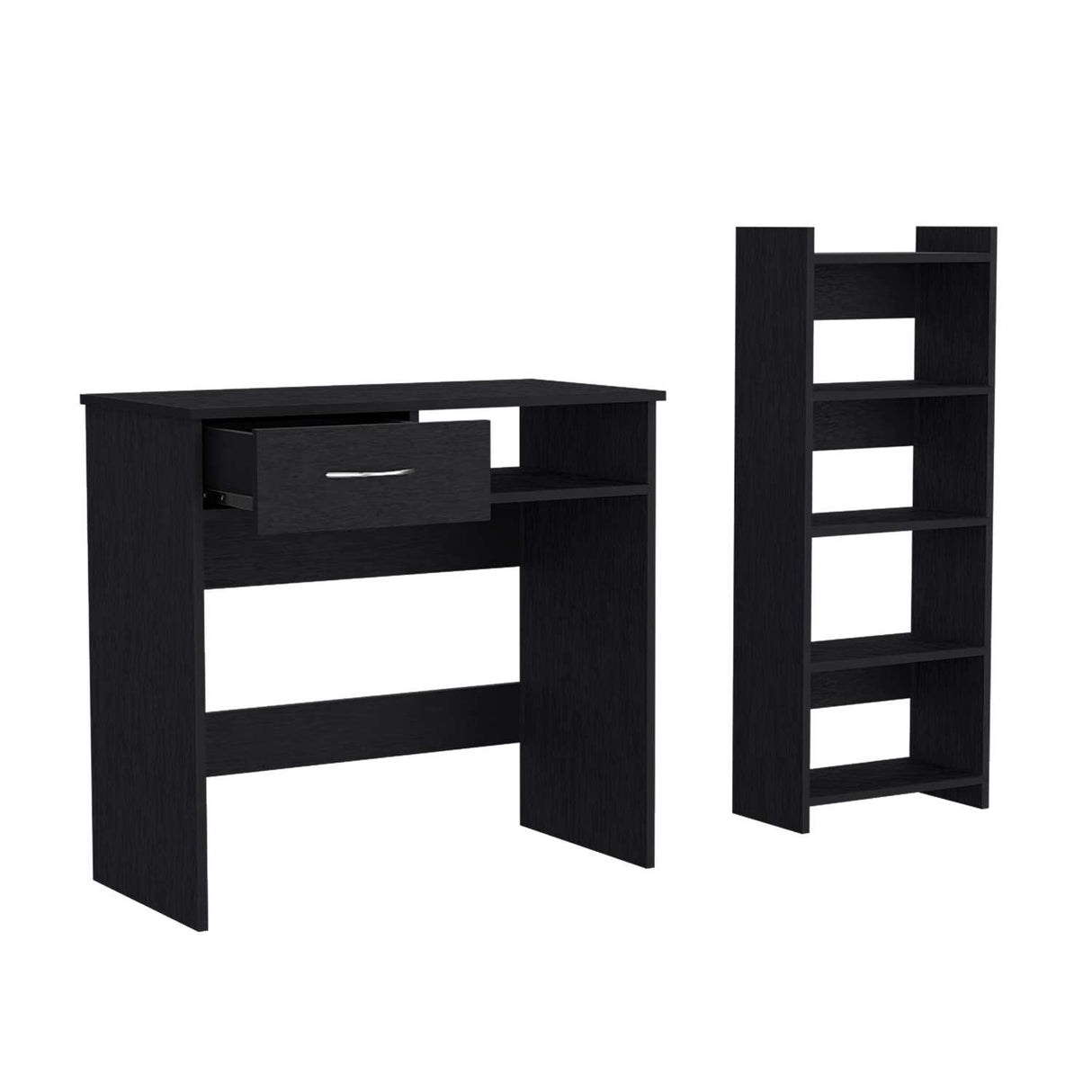 Combo Escritorio y Biblioteca Vizcaya Wengue 80 cm con un Cajón y Entrepaños - Combos Oficina | Bylmo