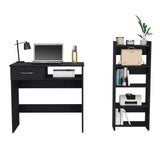 Combo Escritorio y Biblioteca Vizcaya Wengue 80 cm con un Cajón y Entrepaños - Combos Oficina | Bylmo
