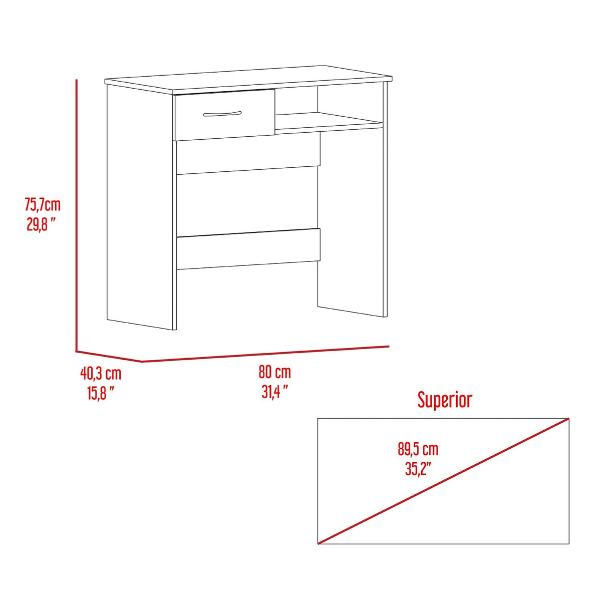 Combo Escritorio y Biblioteca Vizcaya Wengue 80 cm con un Cajón y Entrepaños - Combos Oficina | Bylmo