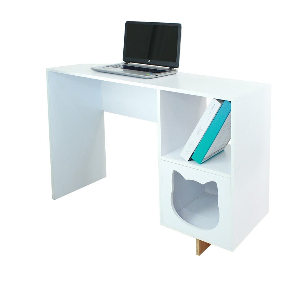 Combo Escritorio y Silla Basic Blanco 110 cm con Espacio para Mascota - Combos Oficina | Bylmo