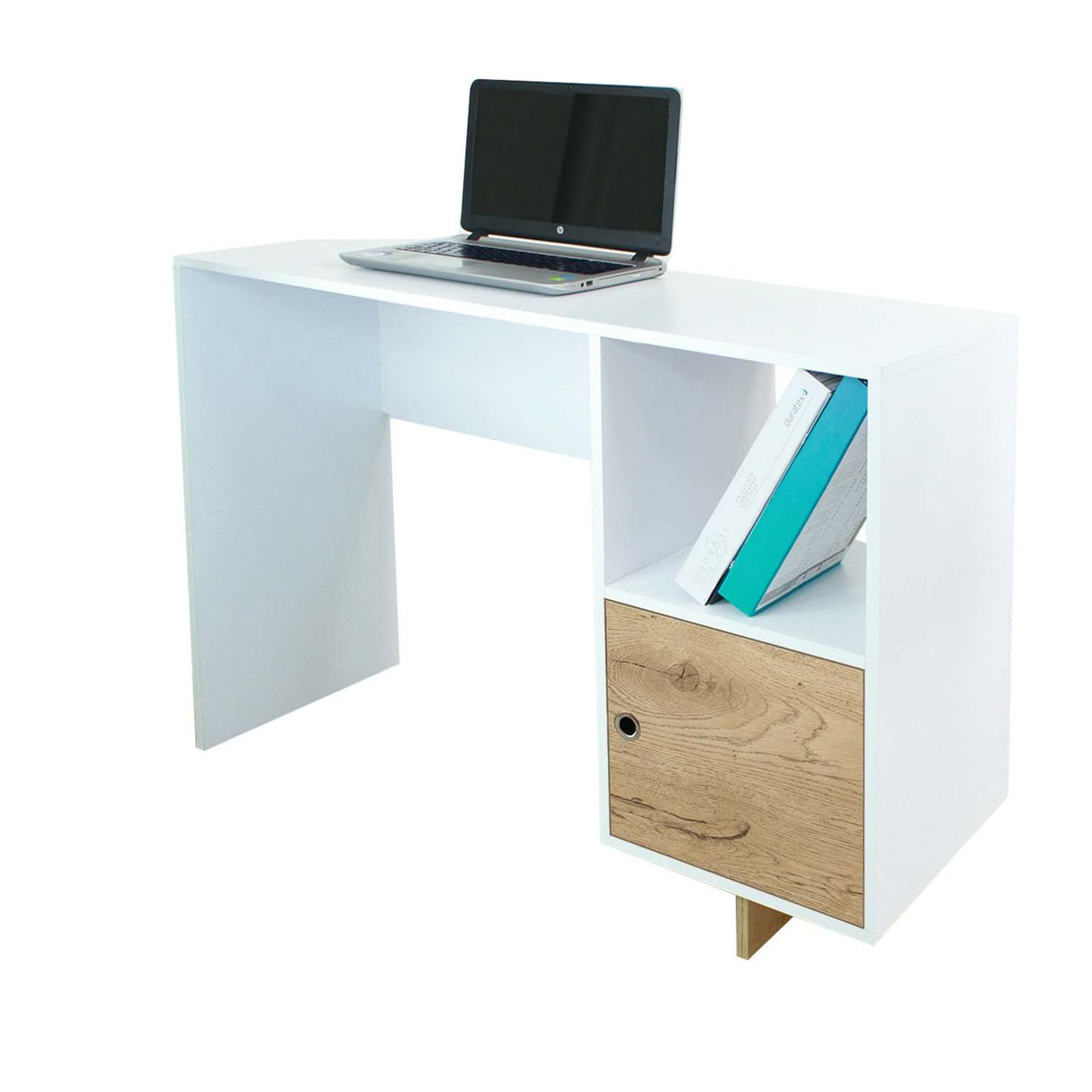 Combo Escritorio y Silla Linea Flow Blanco 110 cm con un Cajón - Combos Oficina | Bylmo