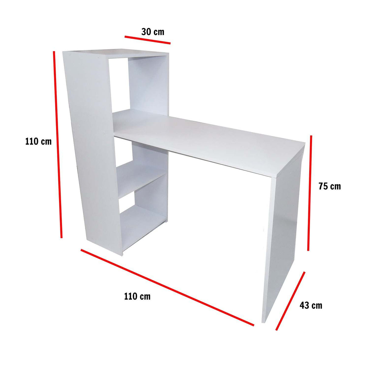 Combo Escritorio y Silla Queen Blanco 110 cm con Biblioteca - Combos Oficina | Bylmo