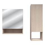 Set x 2 Gabinetes de Baño Arena 46x55cm Cuadrado con Espejo y con Seis Entrepaños - Gabinetes de Baño | Bylmo