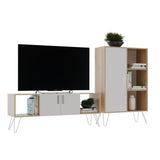 Combo Mueble de TV y Biblioteca Vienes y Blanco 130 cm - Muebles para TV | Bylmo