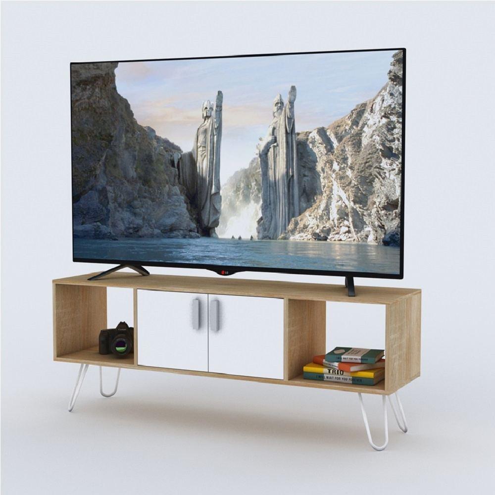 Combo Mueble de TV y Biblioteca Vienes y Blanco 130 cm - Muebles para TV | Bylmo