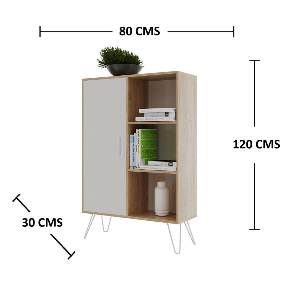 Combo Mueble de TV y Biblioteca Vienes y Blanco 130 cm - Muebles para TV | Bylmo