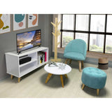 Combo Poltrona, Puff y Mesa para TV Azul 110 cm - Sillas | Bylmo