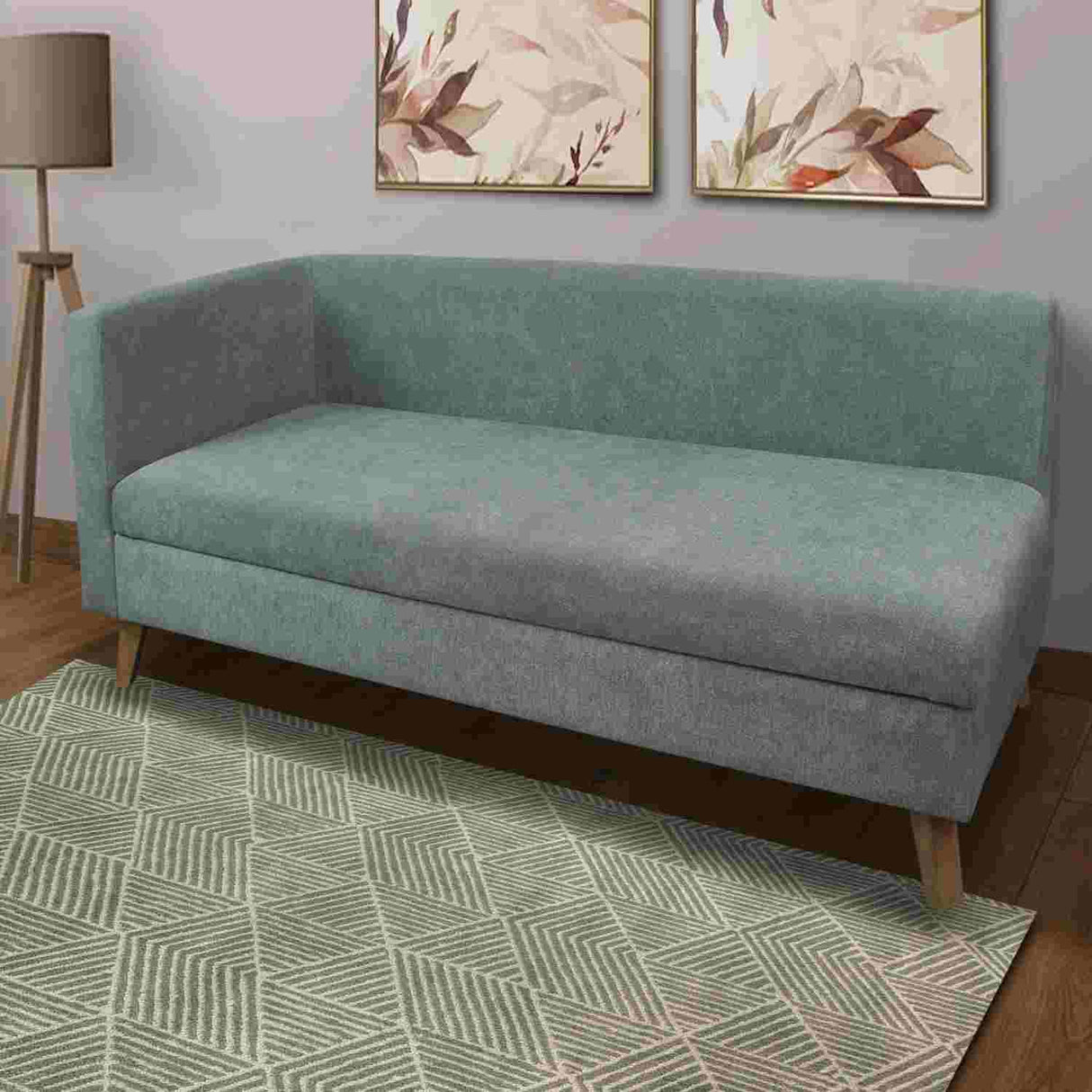 Combo Sofá Baúl Chaise Long Gris 163 cm con Puff y Banqueta Baúl - Combos Sala | Bylmo