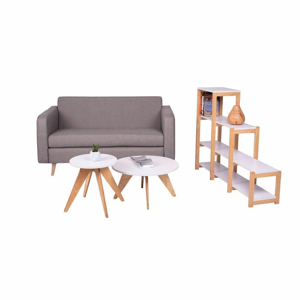 Combo Sofa, Biblioteca y Mesas Loly Gris 145 cm - Sofas | Bylmo