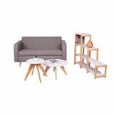 Combo Sofa, Biblioteca y Mesas Loly Gris 145 cm - Sofas | Bylmo