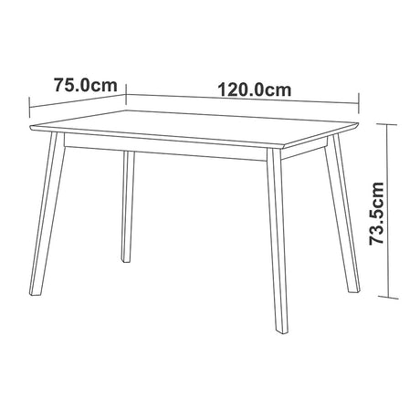 Comedor Enna Camel 120x74cm Rectangular de Cuatro Puestos y con Cuatro Sillas - Comedores | Bylmo