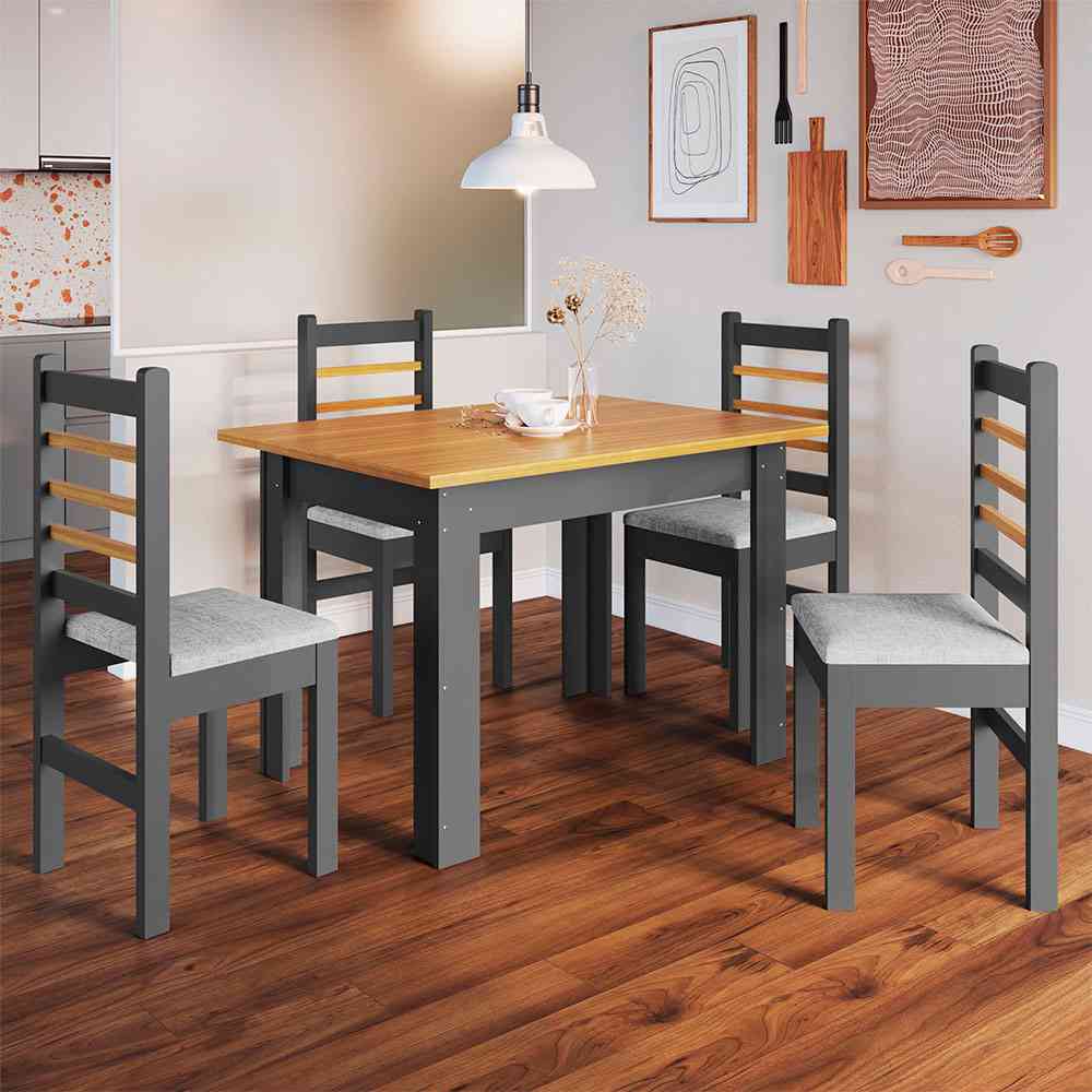 Comedor Vemtura Canela 114x78cm Rectangular de Cuatro Puestos y con Cuatro Sillas - Comedores | Bylmo