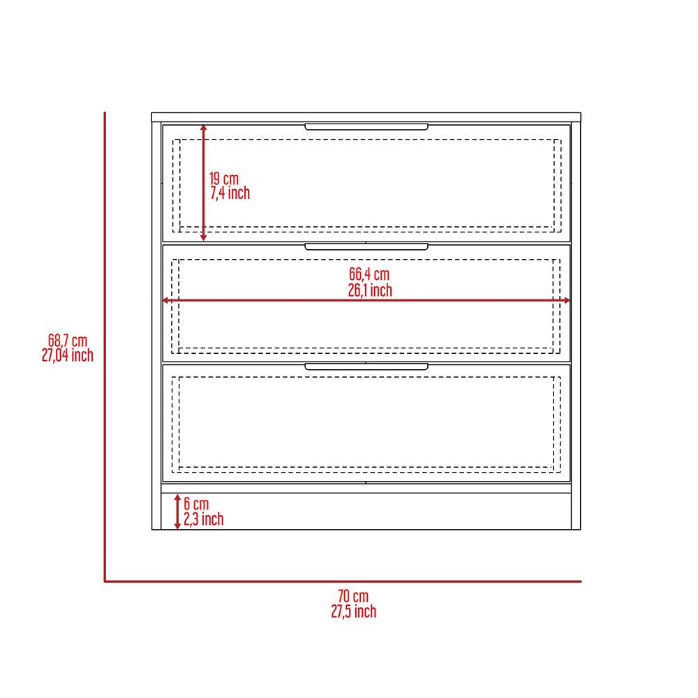 Cómoda Kaia Blanco 70x68.7cm De Tres Hileras con Tres Cajones - Cajoneras | Bylmo