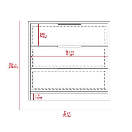 Cómoda Kaia Blanco 70x68.7cm De Tres Hileras con Tres Cajones - Cajoneras | Bylmo