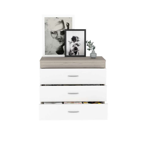Cómoda Melia Ceniza 80x75.7cm De Tres Hileras con Tres Cajones - Cajoneras | Bylmo