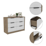 Cómoda Kaia Plus Miel y Blanco 107 cm con Cuatro Cajones y Dos Puertas - Cajoneras | Bylmo