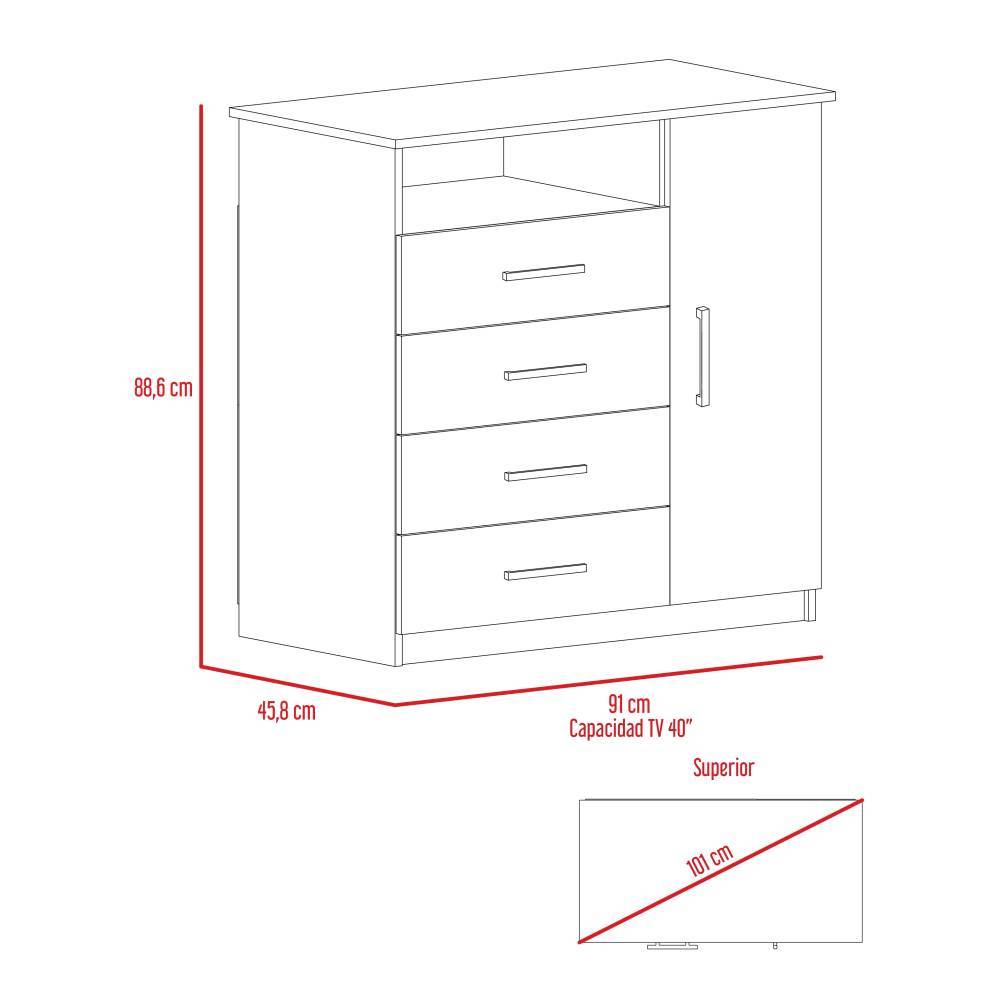 Cómoda Habano 91x88.6cm De Cuatro Hileras con Cuatro Cajones - Cajoneras | Bylmo