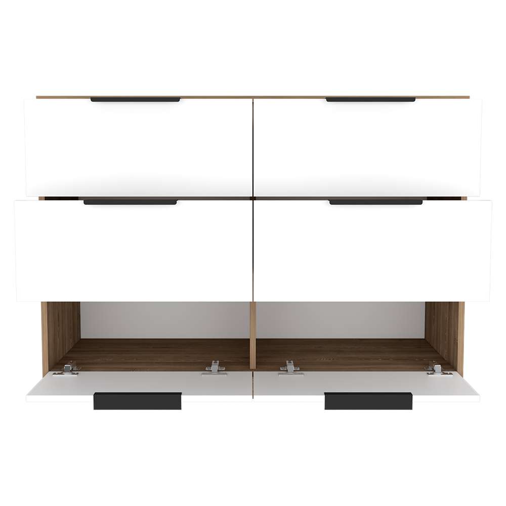 Cómoda Kaia Miel y Blanco 107x77.6cm De Tres Hileras con Seis Cajones - Cajoneras | Bylmo