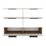Cómoda Kaia Miel y Blanco 107x77.6cm De Tres Hileras con Seis Cajones - Cajoneras | Bylmo