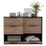 Cómoda Kaia Wengue y Miel 107 cm con Cuatro Cajones y Dos Puertas - Cajoneras | Bylmo