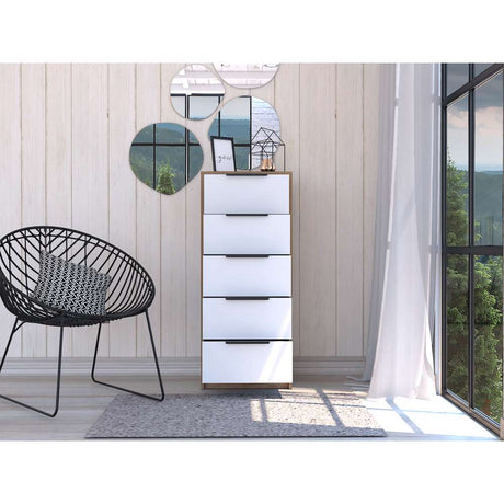 Cómoda Kaia Blanco 45x107.8cm De Cinco Hileras con Cinco Cajones - Cajoneras | Bylmo