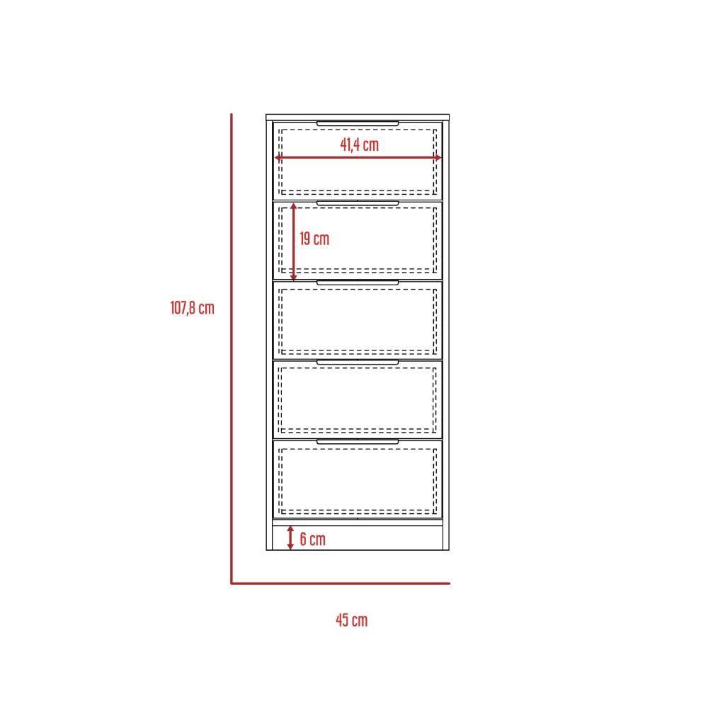 Cómoda Kaia Miel y Blanco 46x107cm De Cinco Hileras con Cinco Cajones - Cajoneras | Bylmo