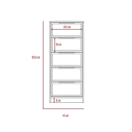 Cómoda Kaia Miel y Blanco 46x107cm De Cinco Hileras con Cinco Cajones - Cajoneras | Bylmo