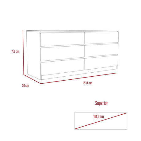 Cómoda Asteria Blanco 153x153cm De Tres Hileras con Tres Cajones - Cajoneras y Comodas | Bylmo