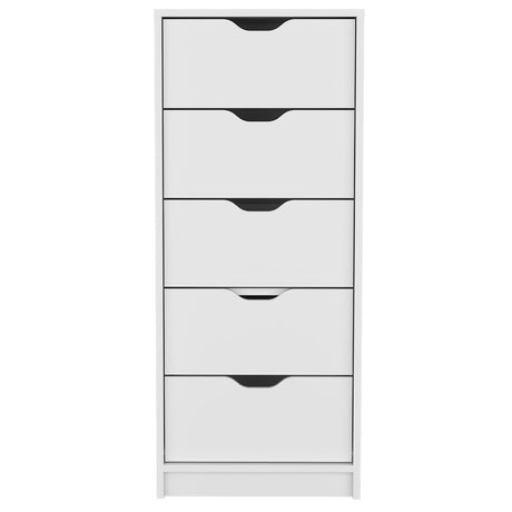 Cómoda Basilea Blanco 45x108cm De Cinco Hileras con Cinco Cajones - Cajoneras y Comodas | Bylmo