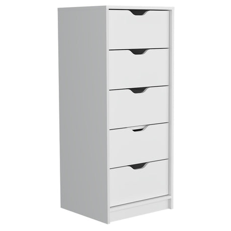 Cómoda Basilea Blanco 45x108cm De Cinco Hileras con Cinco Cajones - Cajoneras y Comodas | Bylmo