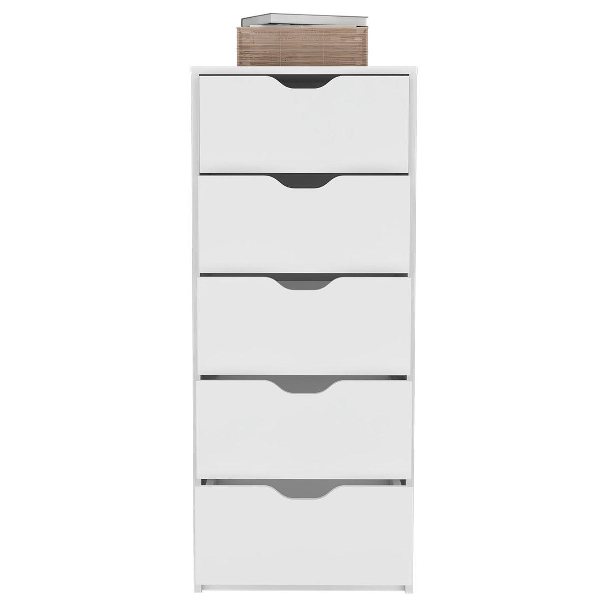 Cómoda Basilea Blanco 45x108cm De Cinco Hileras con Cinco Cajones - Cajoneras y Comodas | Bylmo