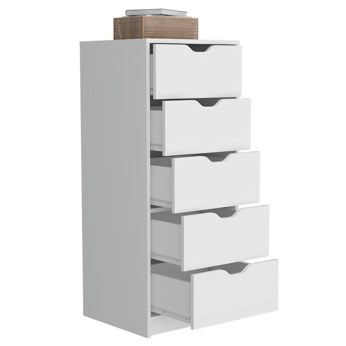 Cómoda Basilea Blanco 45x108cm De Cinco Hileras con Cinco Cajones - Cajoneras y Comodas | Bylmo
