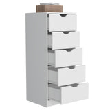 Cómoda Basilea Blanco 45x108cm De Cinco Hileras con Cinco Cajones - Cajoneras y Comodas | Bylmo