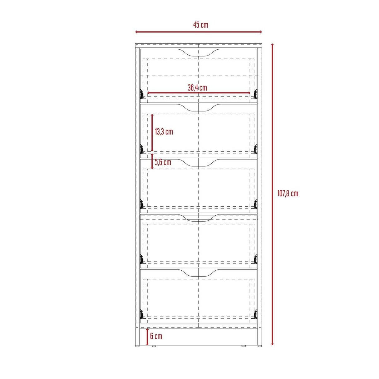 Cómoda Basilea Duna 45x108cm De Cinco Hileras con Cinco Cajones - Cajoneras y Comodas | Bylmo