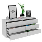 Cómoda Asteria Blanco 153.6x71.8cm De Tres Hileras con Tres Cajones - Cajoneras | Bylmo