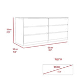 Cómoda Asteria Blanco 153.6x71.8cm De Tres Hileras con Tres Cajones - Cajoneras | Bylmo