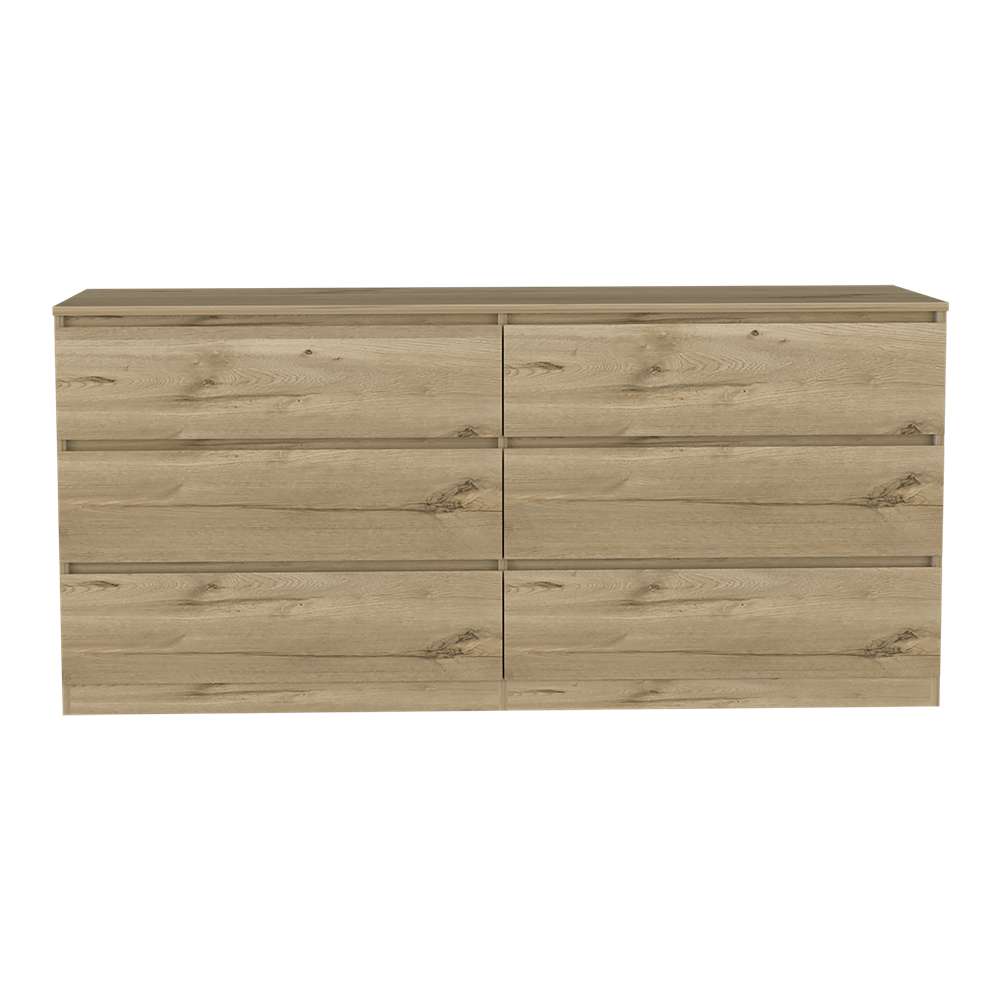 Cómoda Asteria Duna y Blanco 153 cm con Seis Cajones - Cajoneras | Bylmo