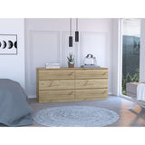 Cómoda Asteria Duna y Blanco 153 cm con Seis Cajones - Cajoneras | Bylmo