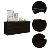 Cómoda Asteria Wengue 153.6x71.8cm De Tres Hileras con Tres Cajones - Cajoneras | Bylmo