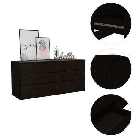 Cómoda Asteria Wengue 153.6x71.8cm De Tres Hileras con Tres Cajones - Cajoneras | Bylmo