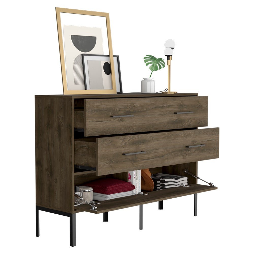 Cómoda Doble Soho Bellota 120 cm con Dos Cajones y Una Puerta - Cajoneras | Bylmo