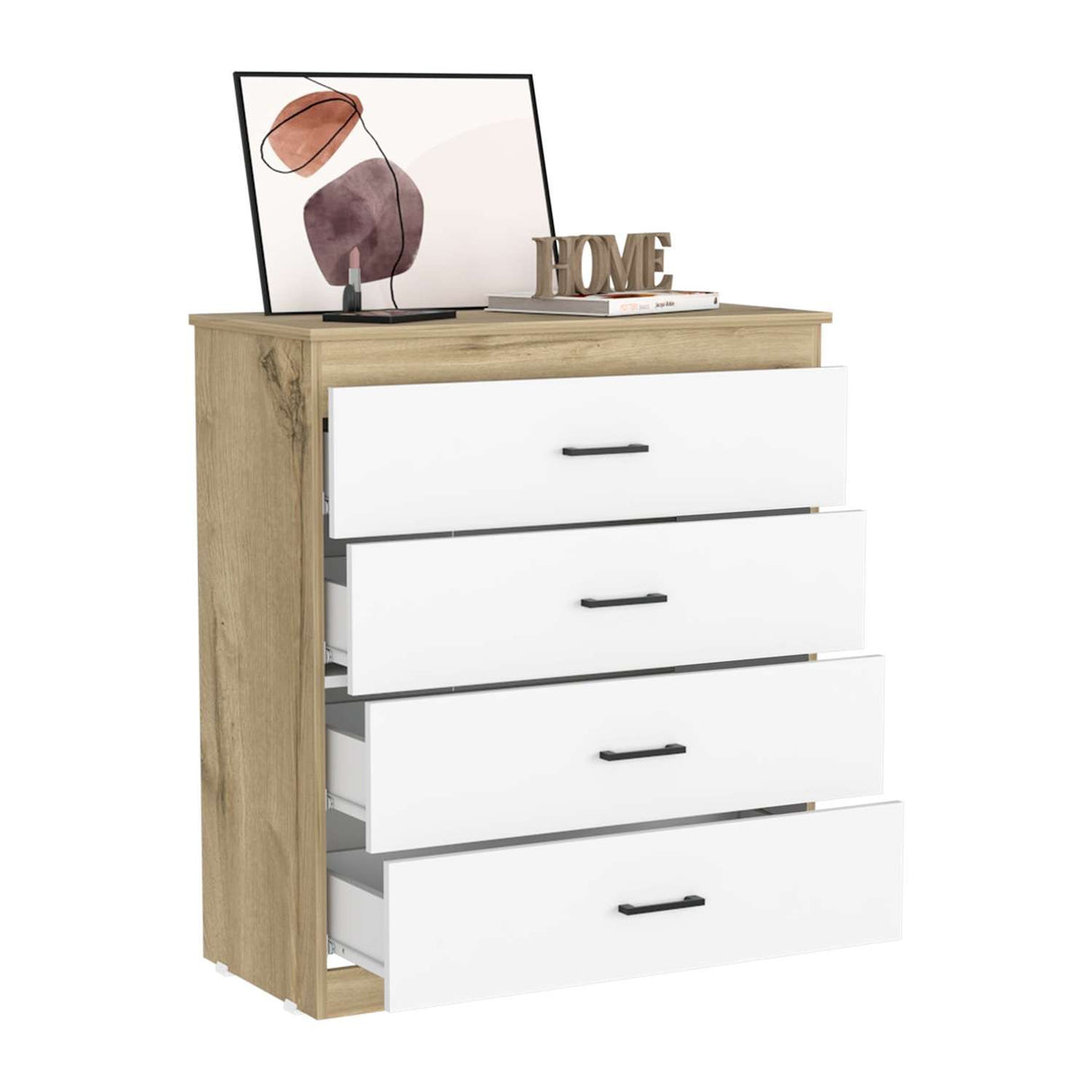 Cómoda Eter Blanco 80x92cm De Cuatro Hileras con Cuatro Cajones - Cajoneras y Comodas | Bylmo
