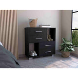 Cómoda Eleganza Wengue 90 cm con Cuatro Cajones y Entrepaños - Cajoneras y Comodas | Bylmo