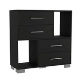 Cómoda Eleganza Wengue 90 cm con Cuatro Cajones y Entrepaños - Cajoneras y Comodas | Bylmo